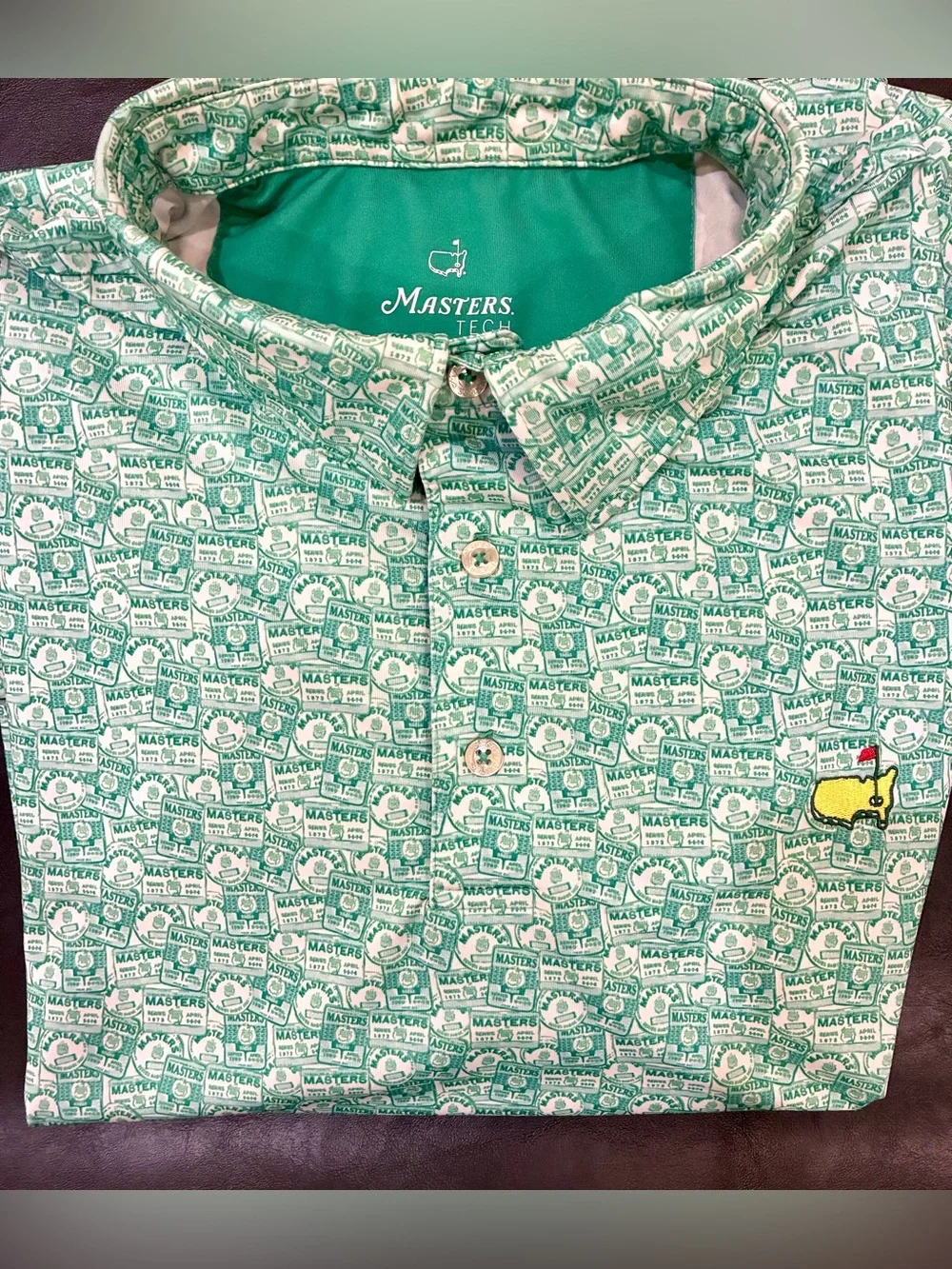 2026 Authentic Masters Tech Men's Badge Design Performance Golf Shirt Polo Large - Picture 2 of 7
